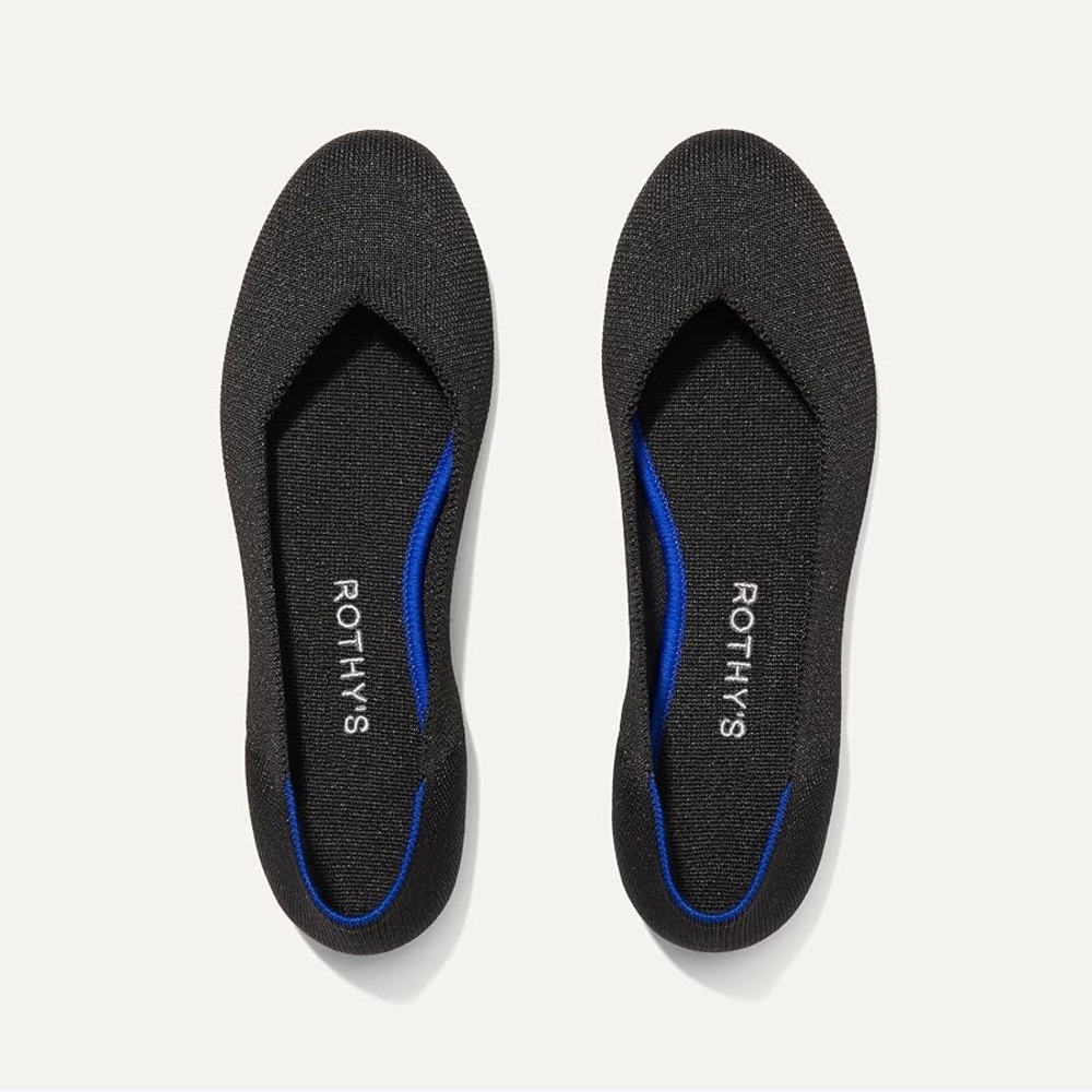 Rothy’s The Flat Black Slip On Shoes Black Round Toe Size 7.5